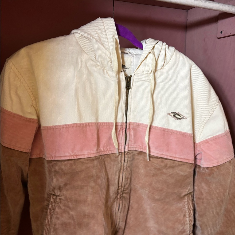 Rip Curl Cream, Pink, and Brown Puffer Jacket